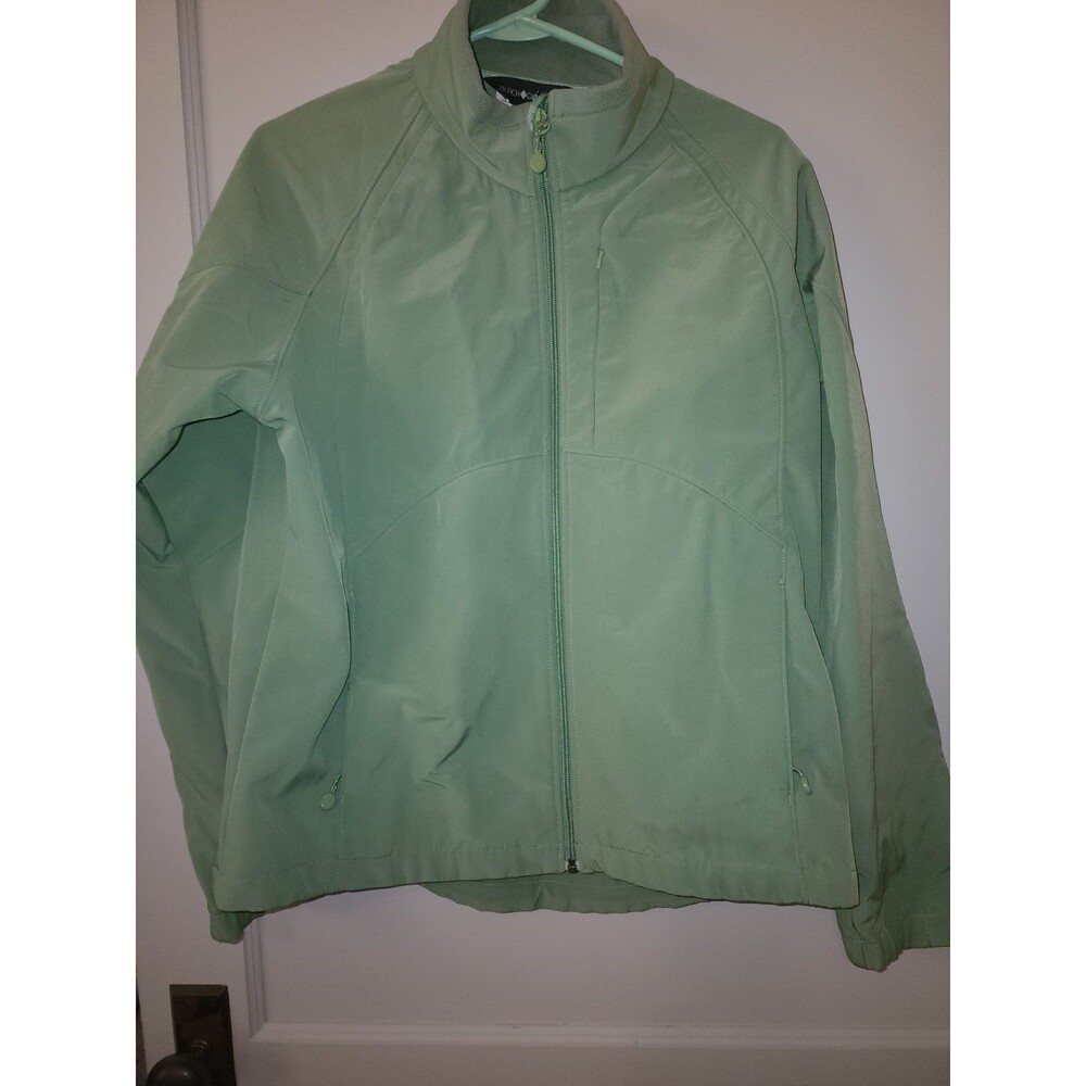 BLACK DIAMOND Jacket Women Size XL Solid Green Long Sleeve Full Zip Moto Neck OC